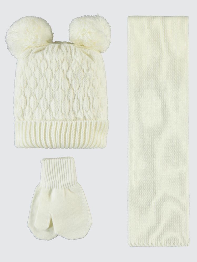 Civil Baby 6-24 Ay Atkı Bere Eldiven Set - Ekru