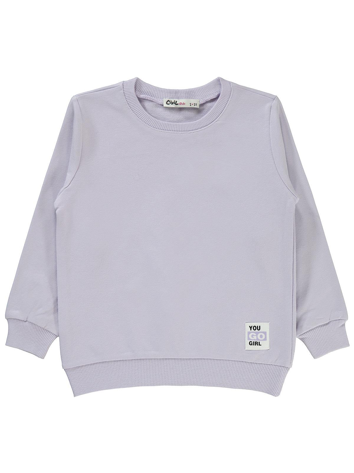 Civil Kız Çocuk Basic Sweatshirt | 2 İp Uzun Kol Bisiklet Yaka | Okul Kreş ve Günlük Kullanım - Lila