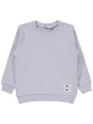 Civil Kız Çocuk Basic Sweatshirt | 2 İp Uzun Kol Bisiklet Yaka | Okul Kreş ve Günlük Kullanım - Lila