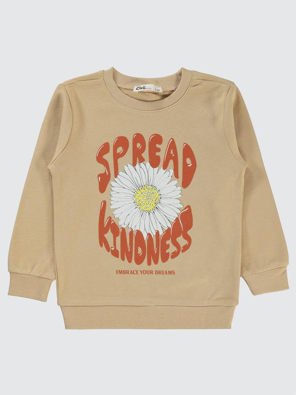 Civil Girls Papatya Baskılı 2-5 Yaş Sweatshirt - Bej