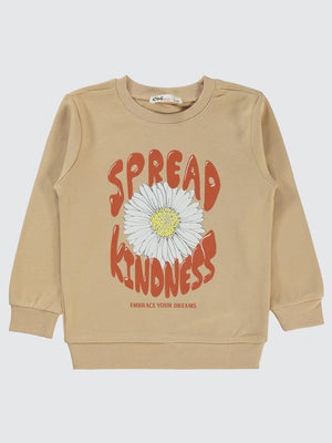Civil Girls Papatya Baskılı 2-5 Yaş Sweatshirt - Bej