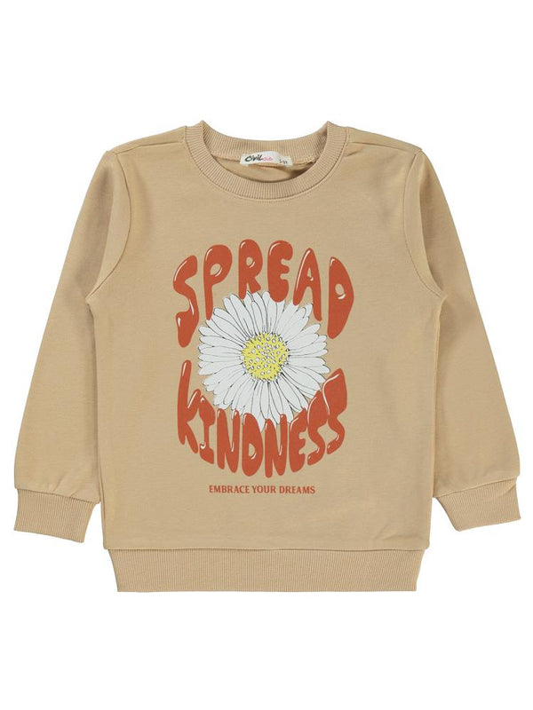 Civil Girls Papatya Baskılı 2-5 Yaş Sweatshirt - Bej
