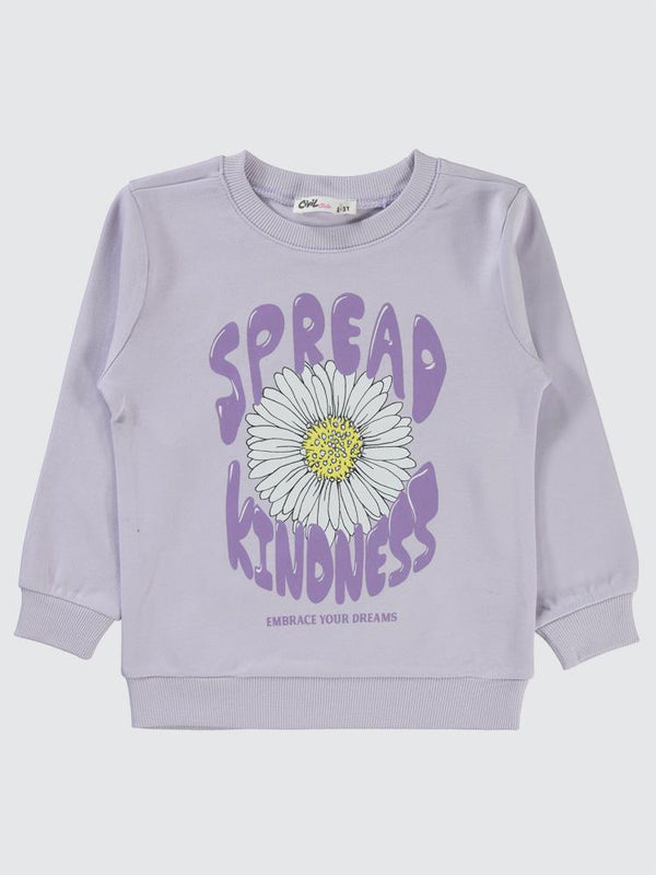 Civil Girls Papatya Baskılı 2-5 Yaş Sweatshirt - Lila