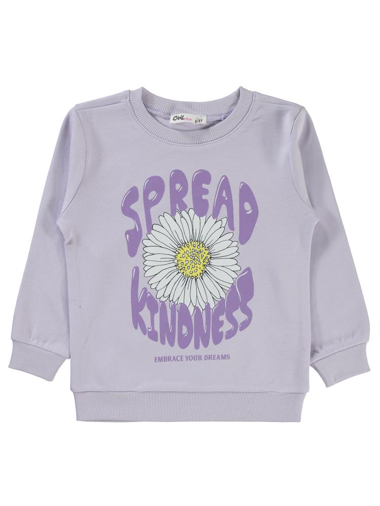 Civil Girls Papatya Baskılı 2-5 Yaş Sweatshirt - Lila