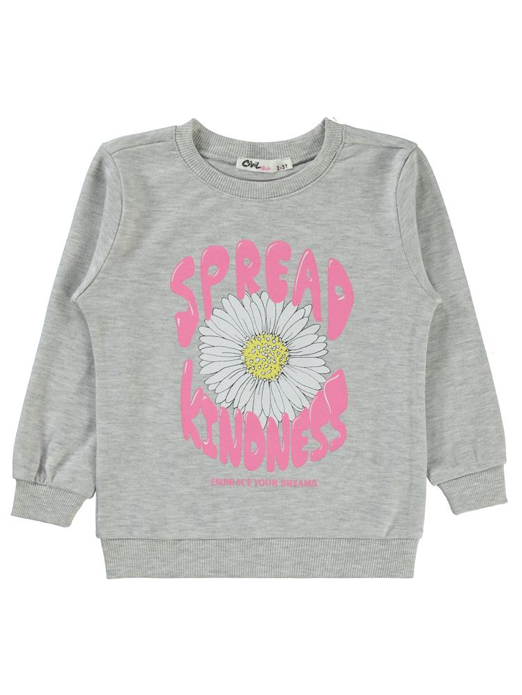 Civil Girls Papatya Baskılı 2-5 Yaş Sweatshirt - Gri
