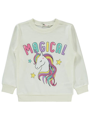 Civil Girls Magıcal Baskılı 2-5 Yaş Sweatshirt - Ekru