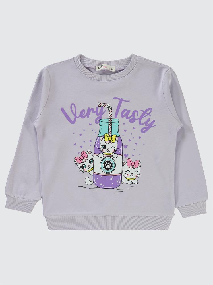Civil Girls Very Tasty Baskılı 2-5 Yaş Sweatshirt - Lila