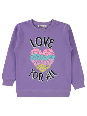 Civil Girls Love For All Baskılı 2-5 Yaş Sweatshirt - Lila