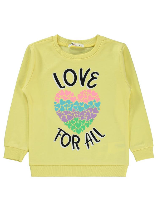Civil Girls Love For All Baskılı 2-5 Yaş Sweatshirt - Sarı