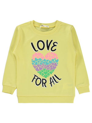 Civil Girls Love For All Baskılı 2-5 Yaş Sweatshirt - Sarı