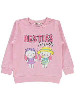 Civil Girls Tavşanlar Baskılı 2-5 Yaş Sweatshirt - Pembe