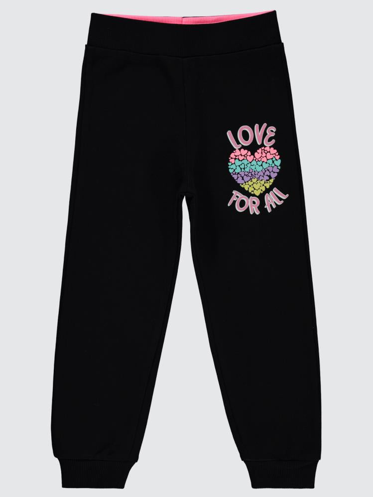 Civil Girls Love For All Baskılı 2-5 Yaş Eşofman Altı - Siyah