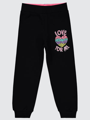 Civil Girls Love For All Baskılı 2-5 Yaş Eşofman Altı - Siyah
