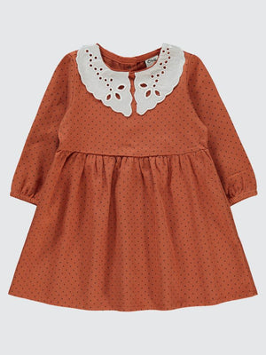 Civil Baby Puanlı Yaka Detaylı 6-18 Ay Elbise - Turuncu