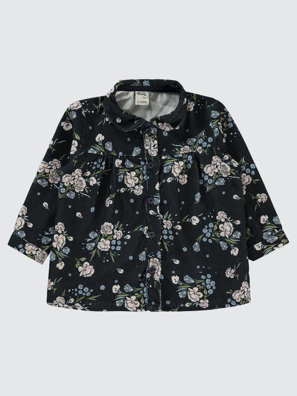 Civil Baby Çiçek Empirmeli 6-18 Ay Gömlek - Lacivert