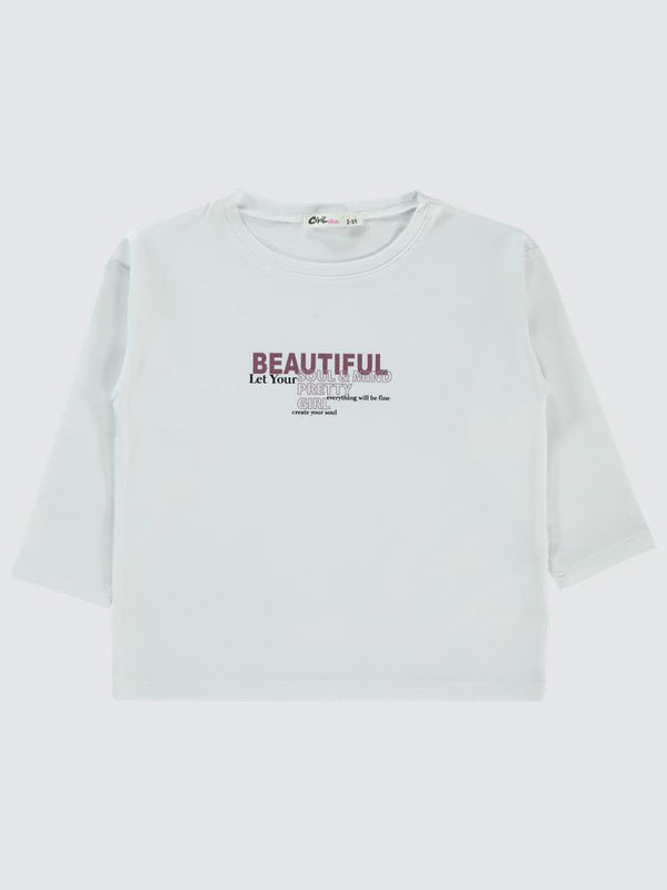 Civil Girls Beautiful Baskılı 2-5 Yaş Sweatshirt - Beyaz