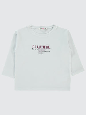 Civil Girls Beautiful Baskılı 2-5 Yaş Sweatshirt - Beyaz