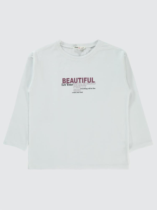 Civil Girls Beautiful Baskılı 6-9 Yaş Sweatshirt - Beyaz