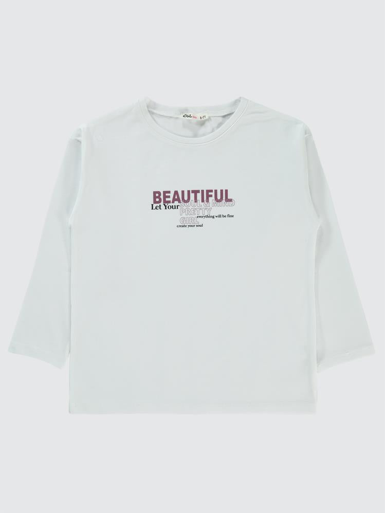 Civil Girls Beautiful Baskılı 6-9 Yaş Sweatshirt - Beyaz