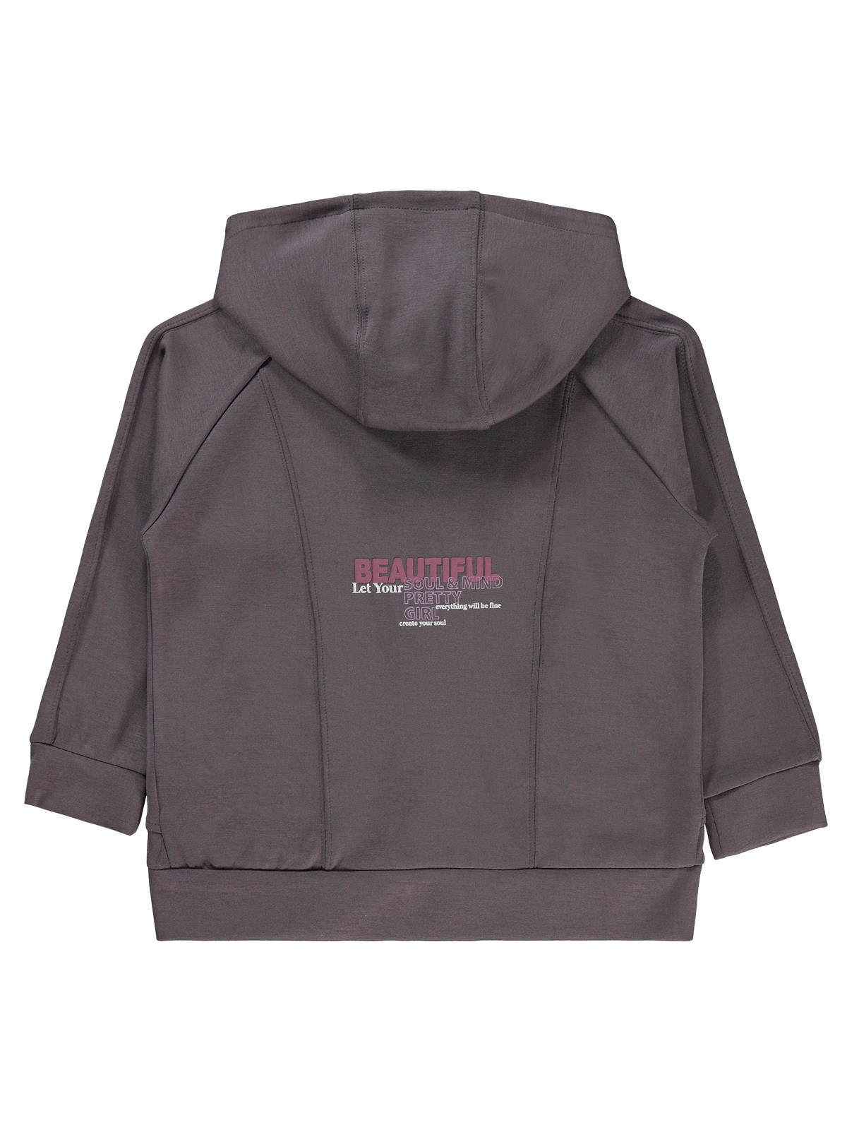 Civil Girls Beautiful Baskılı 6-9 Yaş Hırka - Gri