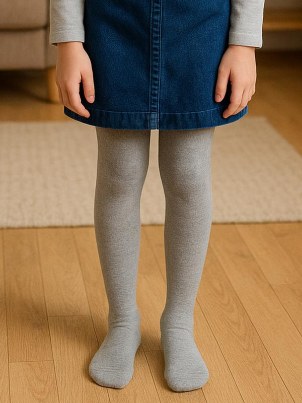 Civil Girls Düz Desenli 3-11 Yaş Çocuk Kız Külotlu Çorap - Gri