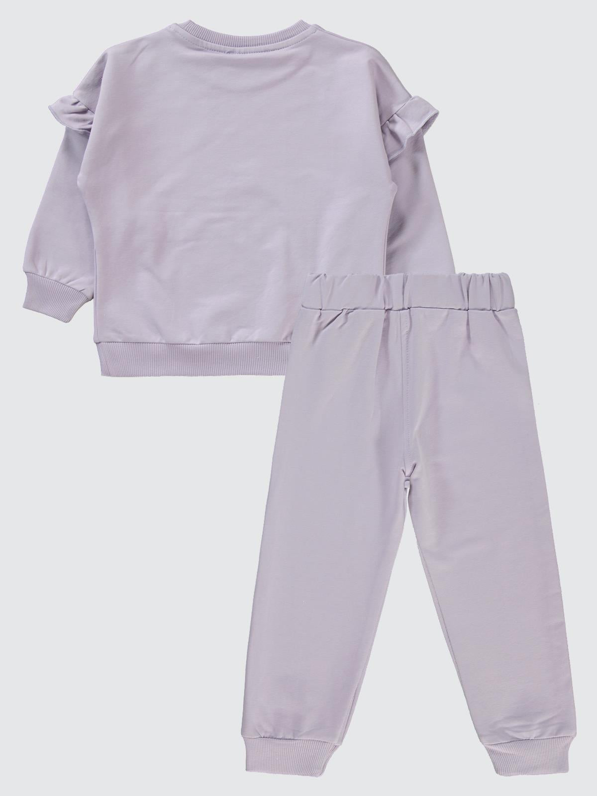 Civil Girls Kolu Fırfırlı 2-5 Yaş Eşofman Takımı - Lila