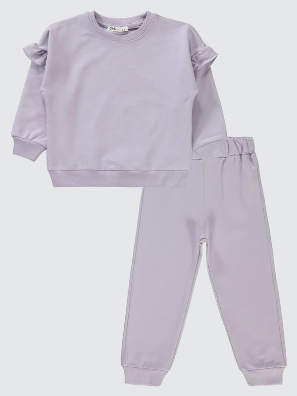 Civil Girls Kolu Fırfırlı 2-5 Yaş Eşofman Takımı - Lila