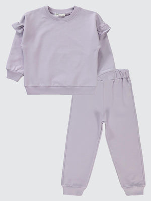 Civil Girls Kolu Fırfırlı 2-5 Yaş Eşofman Takımı - Lila