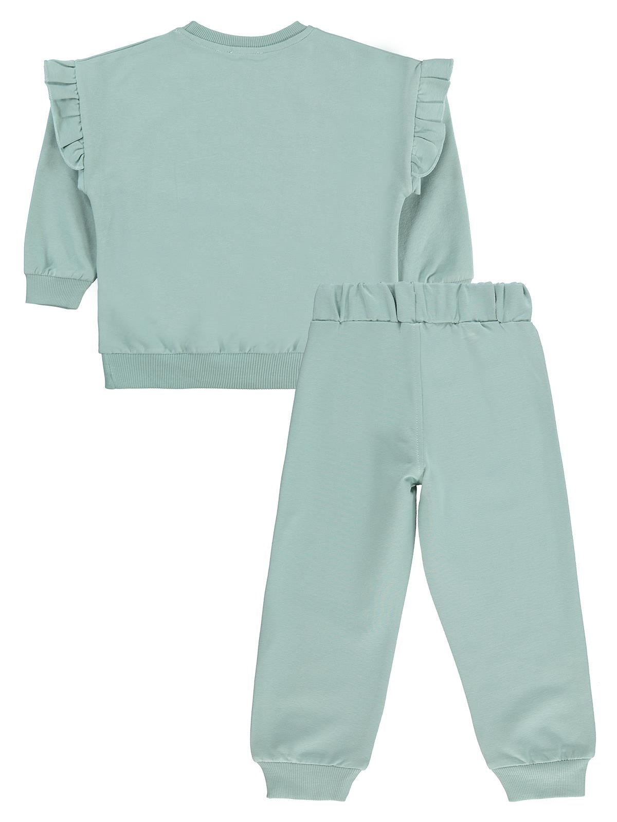 Civil Girls Kolu Fırfırlı 2-5 Yaş Eşofman Takımı - Yeşil