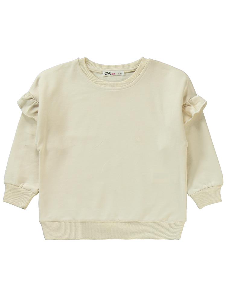 Civil Girls Kolu Fırfırlı 2-5 Yaş Eşofman Takımı - Fil Dişi