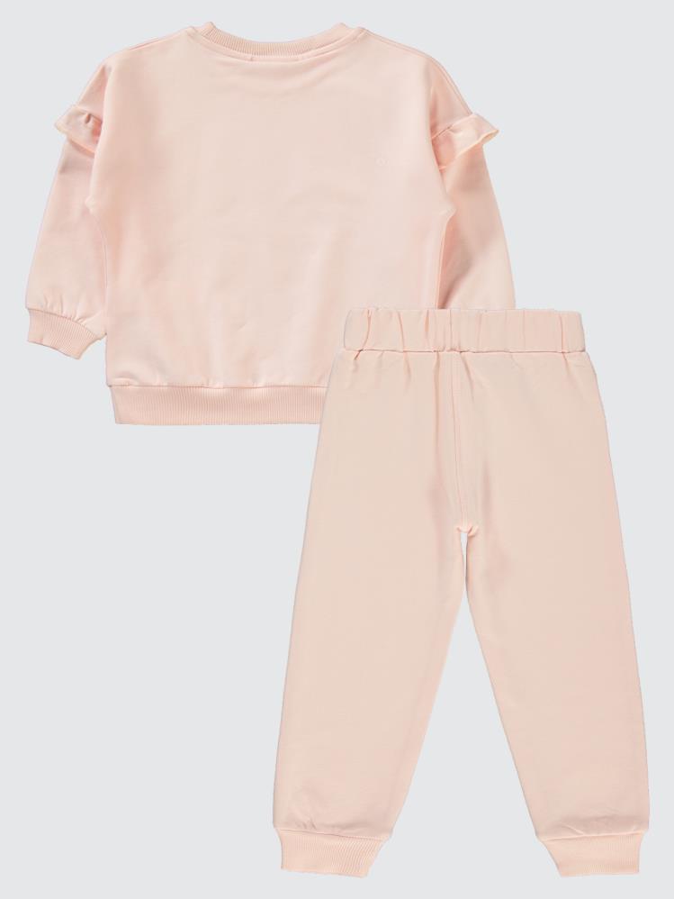 Civil Girls Kolu Fırfırlı 2-5 Yaş Eşofman Takımı - Pudra