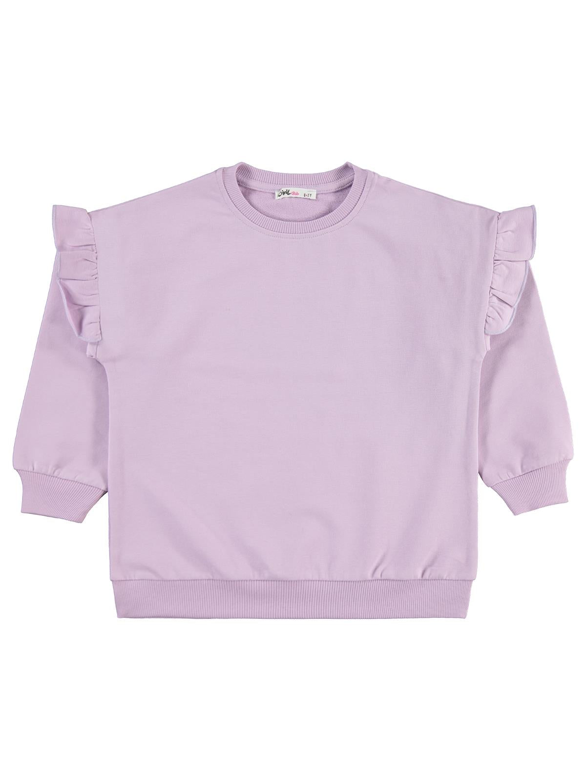 Civil Girls Kolu Fırfırlı 6-9 Yaş Eşofman Takımı - Lila