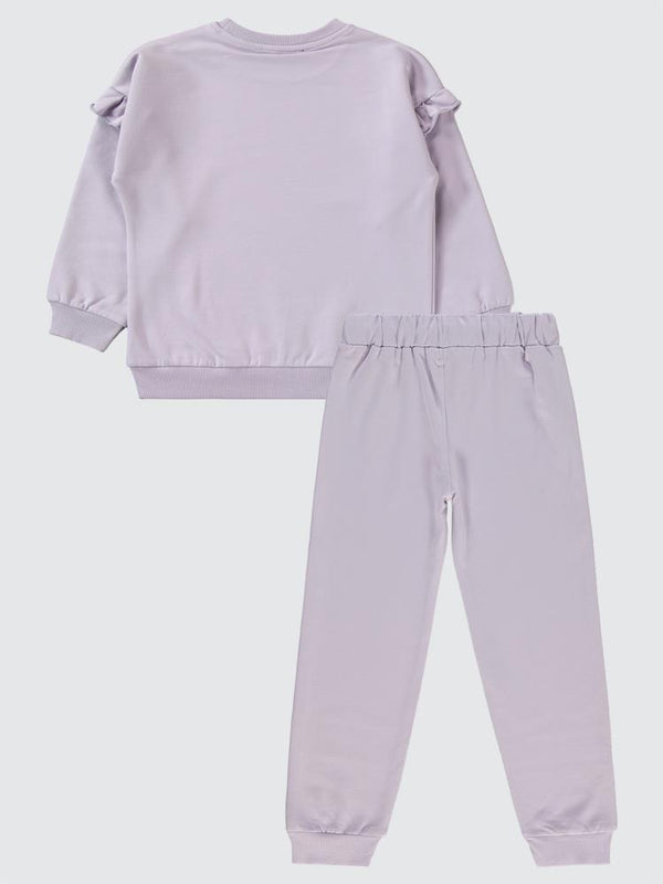 Civil Girls Kolu Fırfırlı 10-13 Yaş Eşofman Takımı - Lila