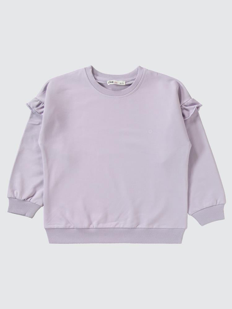 Civil Girls Kolu Fırfırlı 10-13 Yaş Eşofman Takımı - Lila