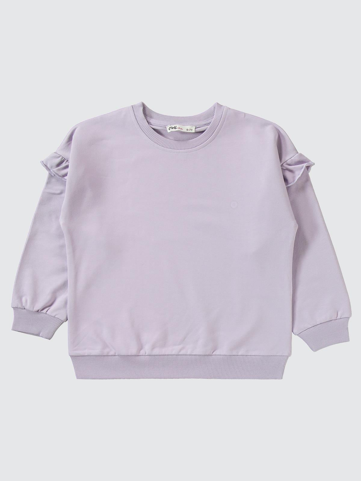 Civil Girls Kolu Fırfırlı 6-9 Yaş Eşofman Takımı - Lila