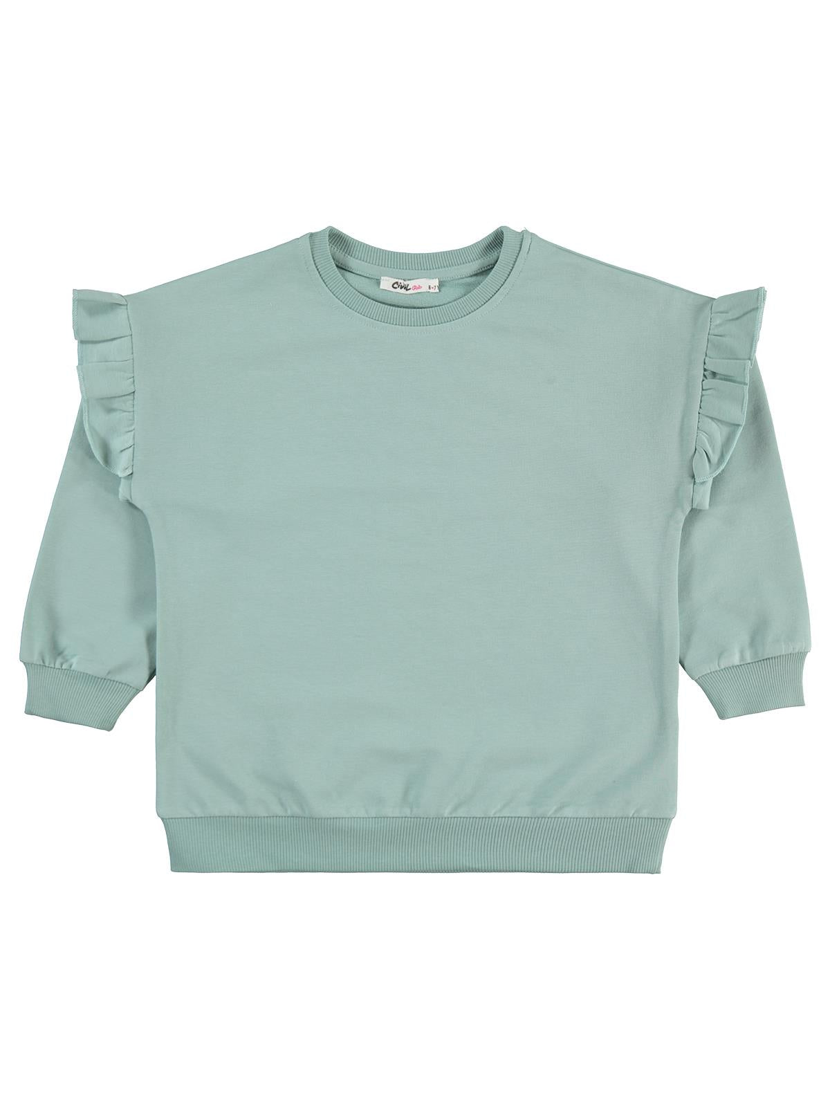 Civil Girls Kolu Fırfırlı 6-9 Yaş Eşofman Takımı - Yeşil