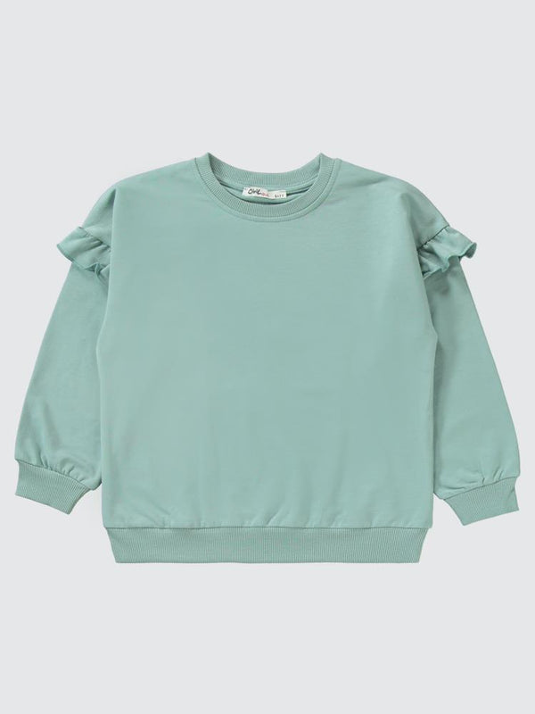 Civil Girls Kolu Fırfırlı 10-13 Yaş Eşofman Takımı - Yeşil