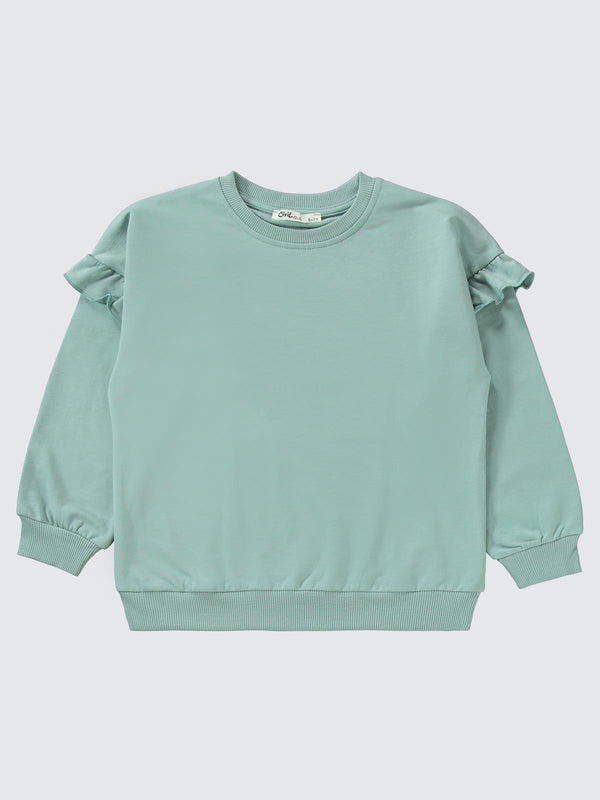 Civil Girls Kolu Fırfırlı 6-9 Yaş Eşofman Takımı - Yeşil