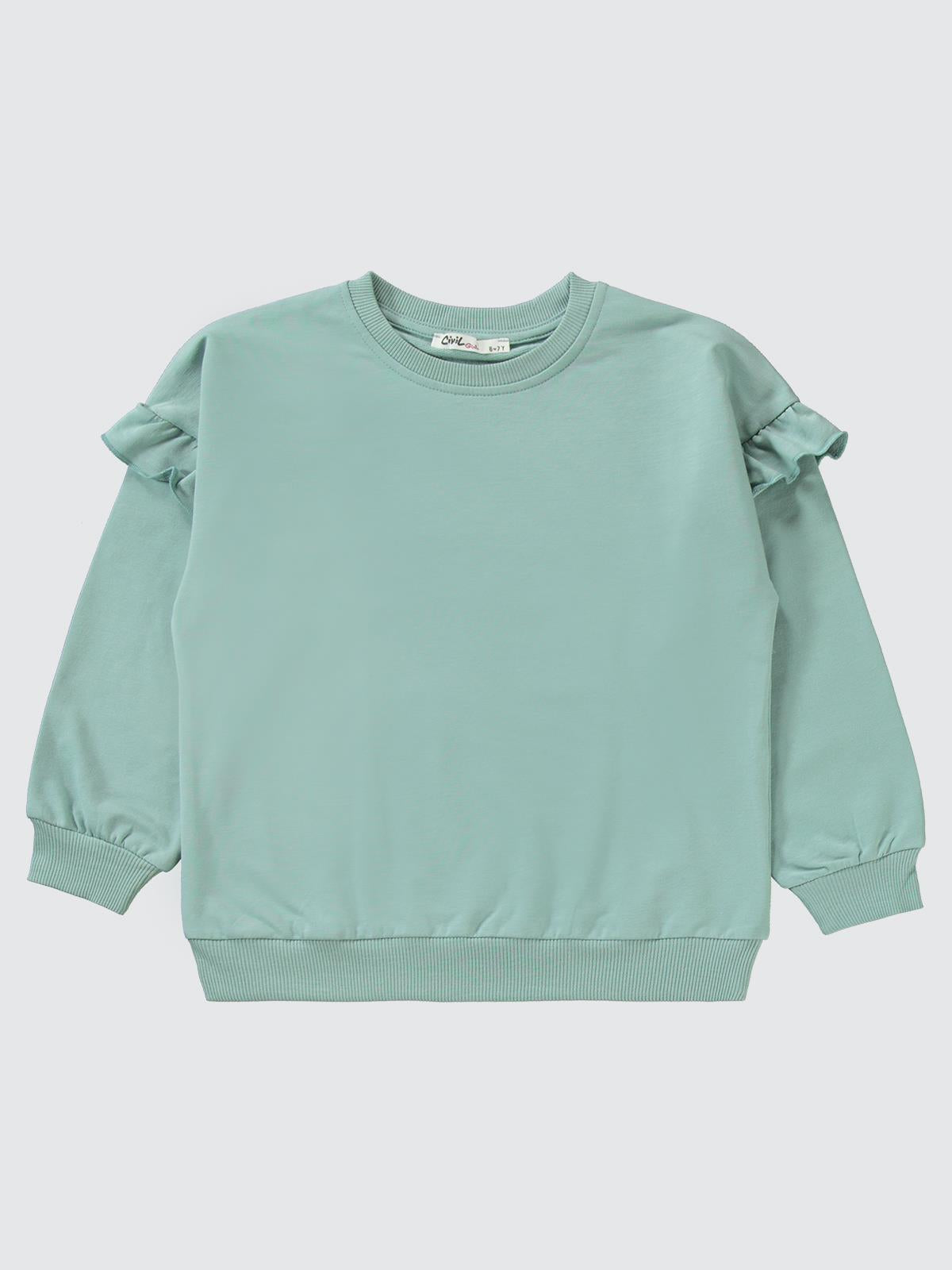 Civil Girls Kolu Fırfırlı 6-9 Yaş Eşofman Takımı - Yeşil