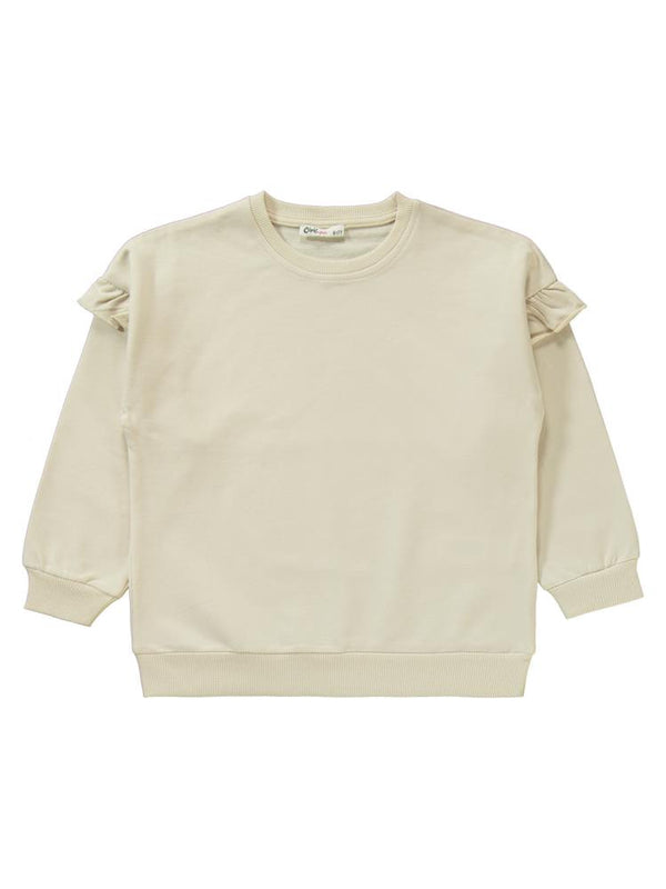 Civil Girls Kolu Fırfırlı 6-9 Yaş Eşofman Takımı - Fil Dişi