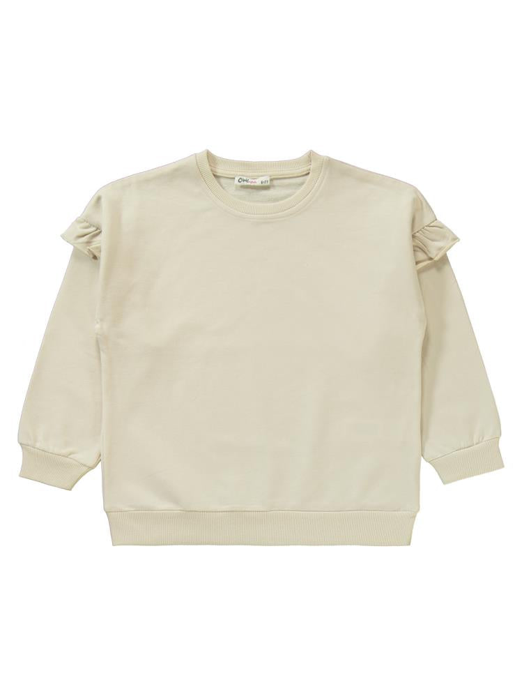 Civil Girls Kolu Fırfırlı 6-9 Yaş Eşofman Takımı - Fil Dişi