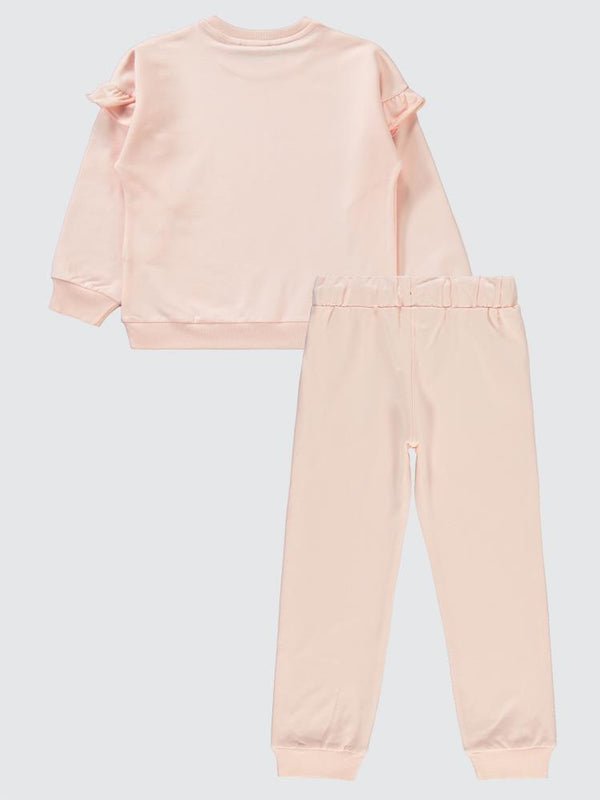 Civil Girls Kolu Fırfırlı 10-13 Yaş Eşofman Takımı - Pudra