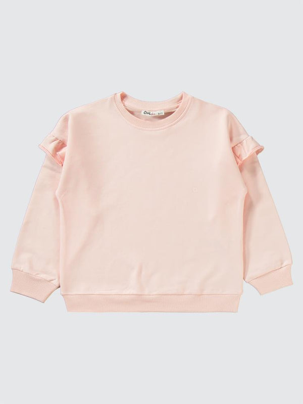 Civil Girls Kolu Fırfırlı 6-9 Yaş Eşofman Takımı - Pudra