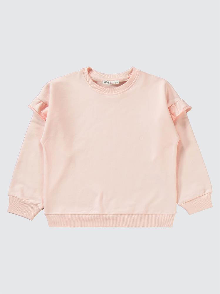 Civil Girls Kolu Fırfırlı 6-9 Yaş Eşofman Takımı - Pudra