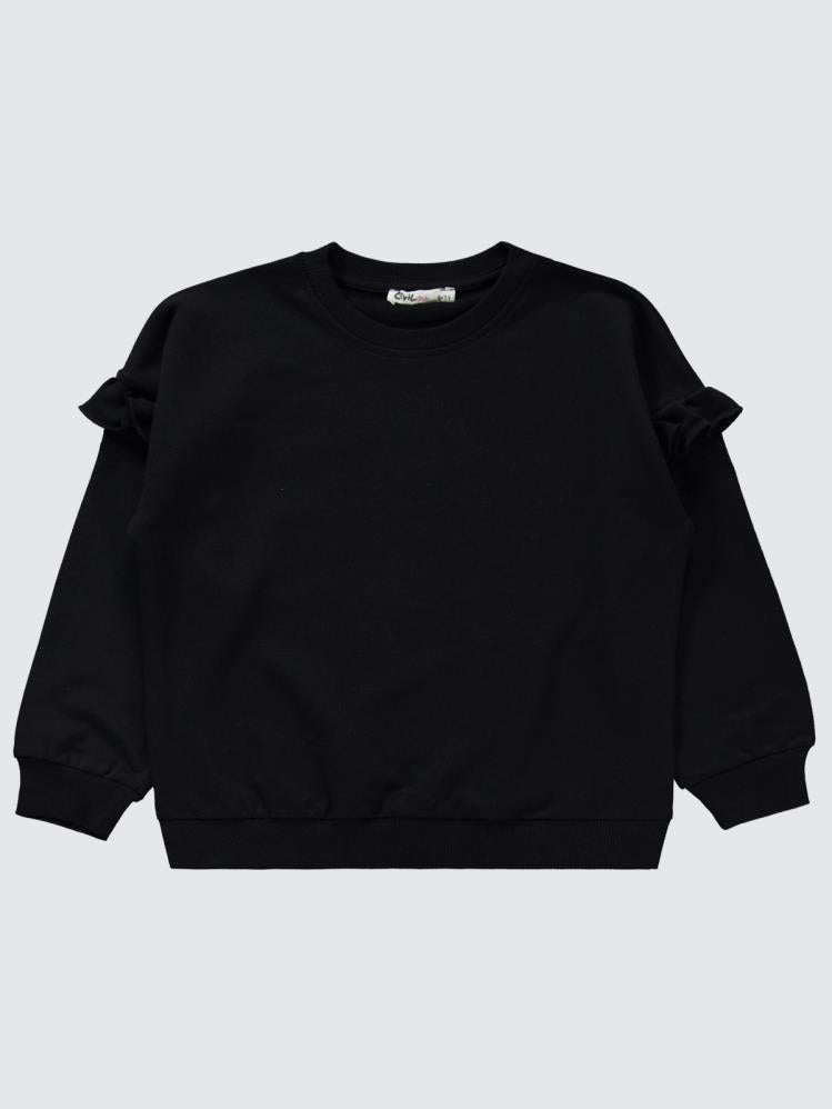 Civil Girls Kolu Fırfırlı 6-9 Yaş Eşofman Takımı - Siyah