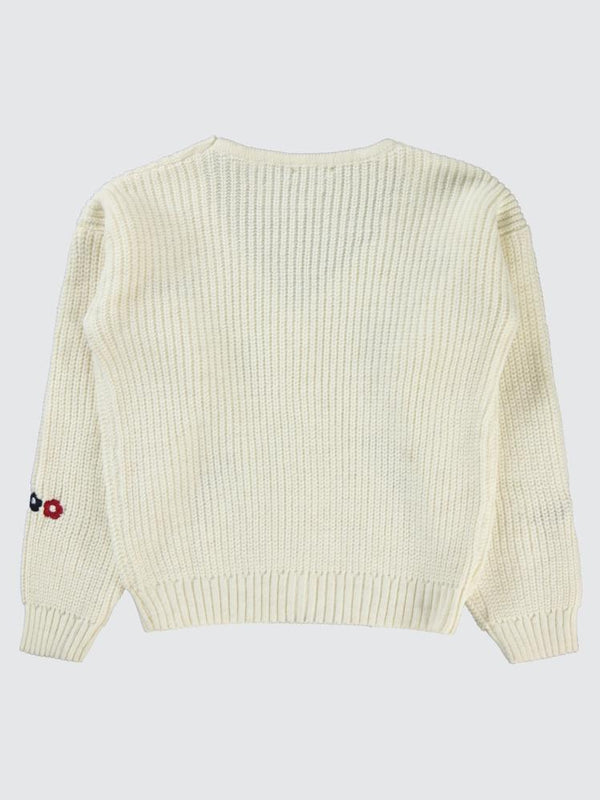 Civil Girls Çiçek Nakışlı 10-13 Yaş Hırka - Ekru