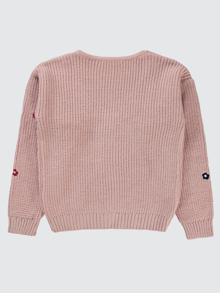 Civil Girls Çiçek Nakışlı 10-13 Yaş Hırka - Pembe