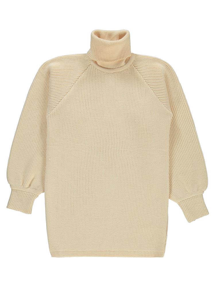 Civil Girls Balon Kol 10-13 Yaş Kazak - Bej