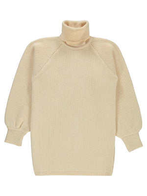 Civil Girls Balon Kol 10-13 Yaş Kazak - Bej