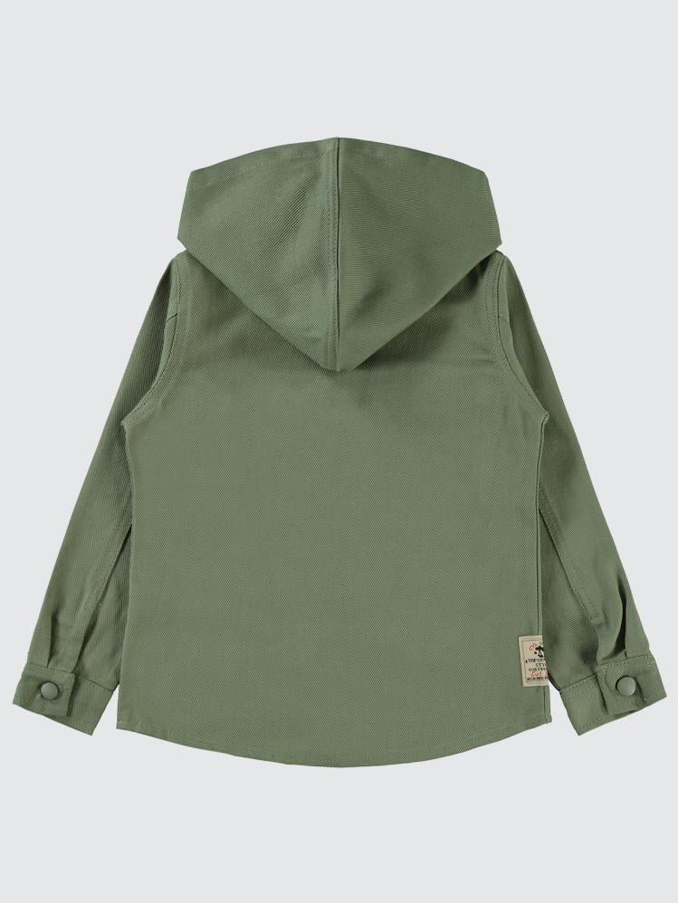 Civil Boys Çift Çepli Armalı Kapşonlu 10-13 Yaş Gömlek - Yeşil